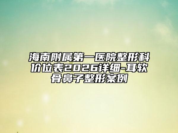 海南附属第一医院整形科价位表2026详细-耳软骨鼻子整形案例