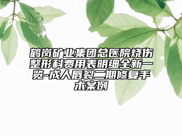 鹤岗矿业集团总医院烧伤整形科费用表明细全新一览-成人唇裂二期修复手术案例
