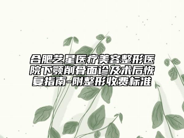 合肥艺星医疗美容整形医院下颚削骨面诊及术后恢复指南-附整形收费标准