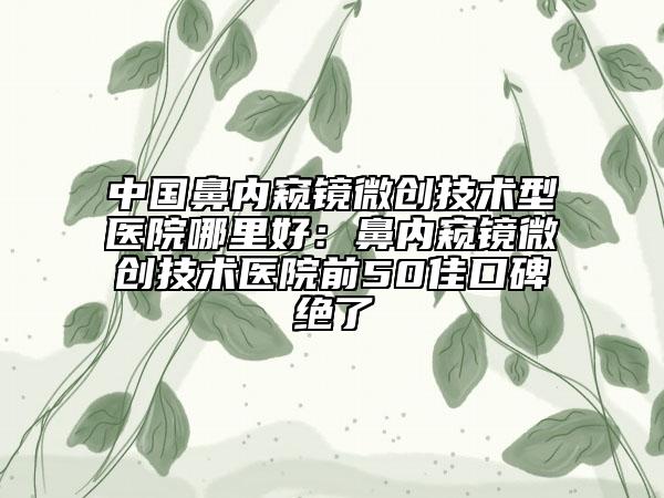 中国鼻内窥镜微创技术型医院哪里好：鼻内窥镜微创技术医院前50佳口碑绝了