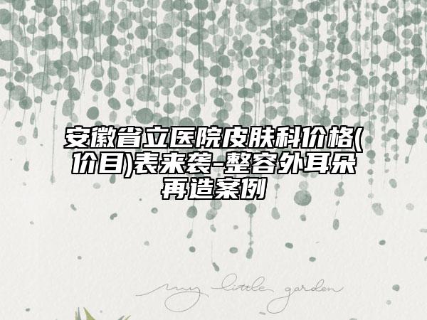 安徽省立医院皮肤科价格(价目)表来袭-整容外耳朵再造案例