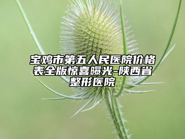 宝鸡市第五人民医院价格表全版惊喜曝光-陕西省整形医院