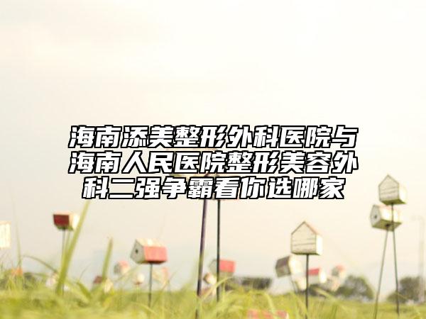 海南添美整形外科医院与海南人民医院整形美容外科二强争霸看你选哪家