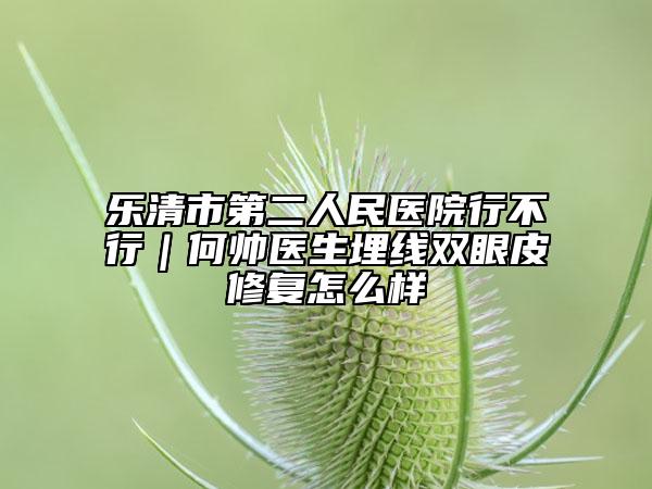 乐清市第二人民医院行不行｜何帅医生埋线双眼皮修复怎么样