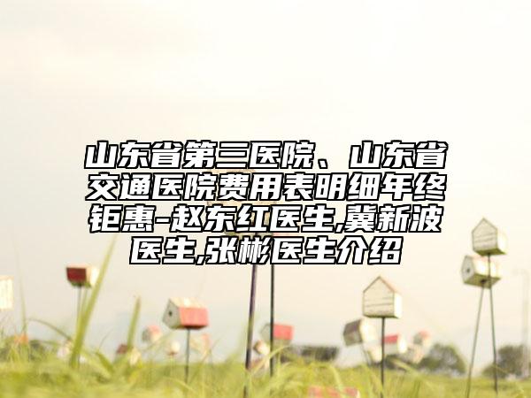 山东省第三医院、山东省交通医院费用表明细年终钜惠-赵东红医生,冀新波医生,张彬医生介绍