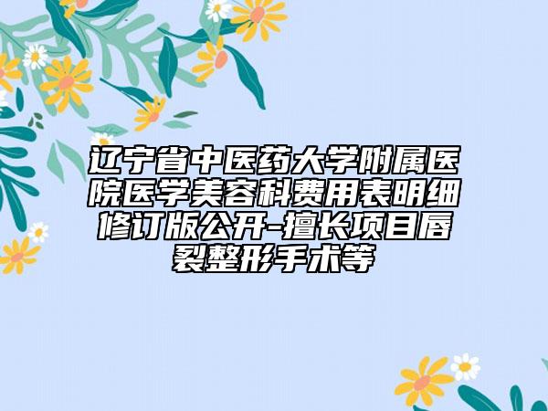 辽宁省中医药大学附属医院医学美容科费用表明细修订版公开-擅长项目唇裂整形手术等