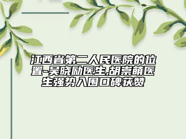 江西省第二人民医院的位置-吴晓励医生,胡崇萌医生强势入围口碑获赞