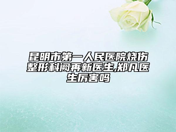 昆明市第一人民医院烧伤整形科阙再新医生,郑凡医生厉害吗