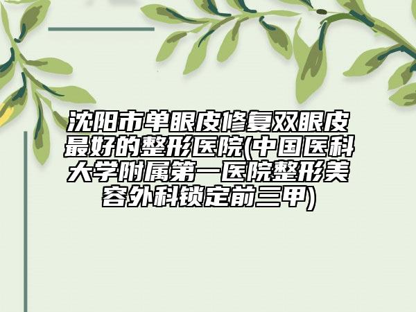 沈阳市单眼皮修复双眼皮最好的整形医院(中国医科大学附属第一医院整形美容外科锁定前三甲)