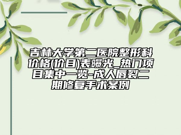 吉林大学第二医院整形科价格(价目)表曝光_热门项目集中一览-成人唇裂二期修复手术案例