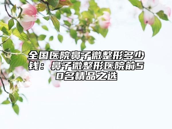 全国医院鼻子微整形多少钱：鼻子微整形医院前50名精品之选