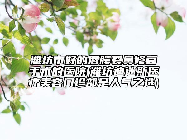潍坊市好的唇腭裂鼻修复手术的医院(潍坊迪迷斯医疗美容门诊部是人气之选)