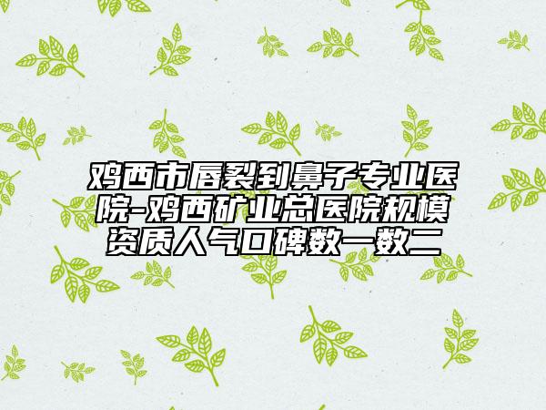 鸡西市唇裂到鼻子专业医院-鸡西矿业总医院规模资质人气口碑数一数二