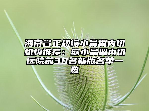 海南省正规缩小鼻翼内切机构推荐：缩小鼻翼内切医院前30名新版名单一览