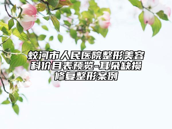 蛟河市人民医院整形美容科价目表预览-耳朵缺损修复整形案例