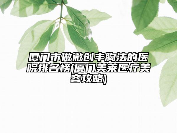 厦门市做微创丰胸法的医院排名榜(厦门美莱医疗美容攻略)