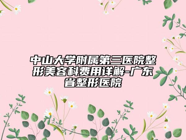 中山大学附属第三医院整形美容科费用详解-广东省整形医院