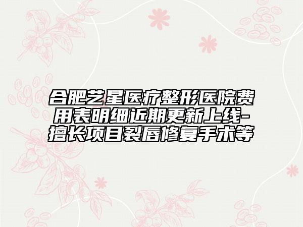 合肥艺星医疗整形医院费用表明细近期更新上线-擅长项目裂唇修复手术等
