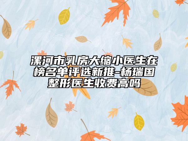 漯河市乳房大缩小医生在榜名单评选新推-杨瑞国整形医生收费高吗