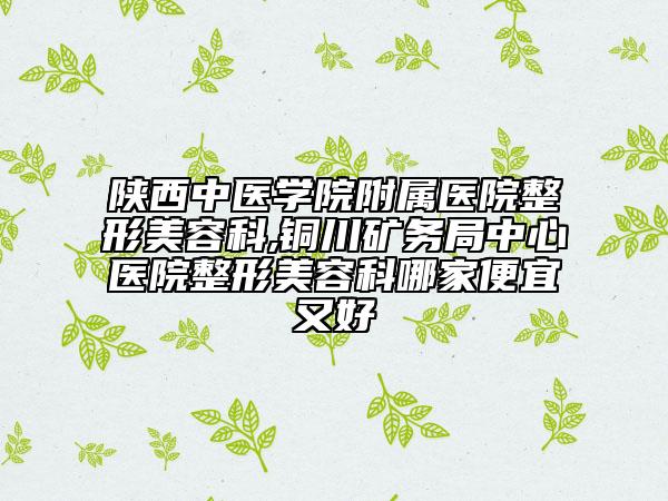 陕西中医学院附属医院整形美容科,铜川矿务局中心医院整形美容科哪家便宜又好
