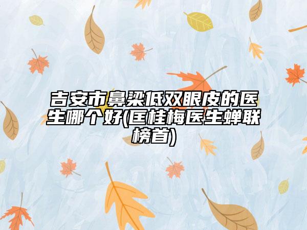 吉安市鼻梁低双眼皮的医生哪个好(匡桂梅医生蝉联榜首)