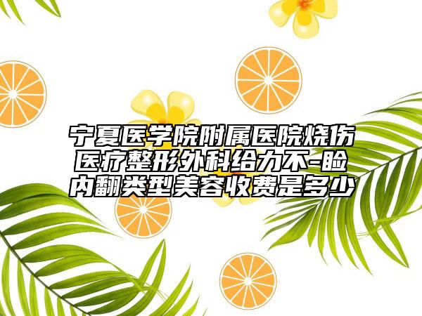 宁夏医学院附属医院烧伤医疗整形外科给力不-睑内翻类型美容收费是多少