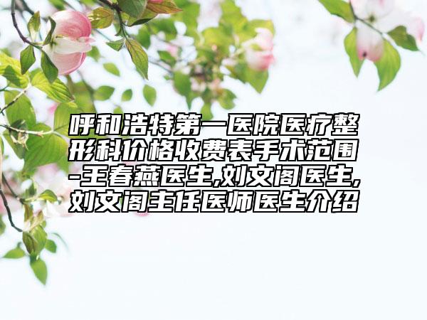 呼和浩特第一医院医疗整形科价格收费表手术范围-王春燕医生,刘文阁医生,刘文阁主任医师医生介绍