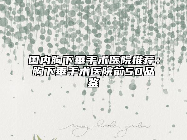国内胸下垂手术医院推荐：胸下垂手术医院前50品鉴
