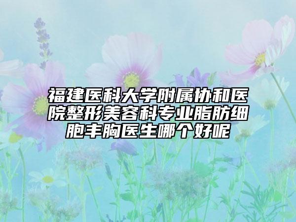 福建医科大学附属协和医院整形美容科专业脂肪细胞丰胸医生哪个好呢