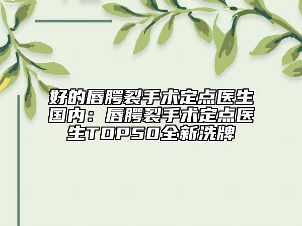 好的唇腭裂手术定点医生国内：唇腭裂手术定点医生TOP50全新洗牌