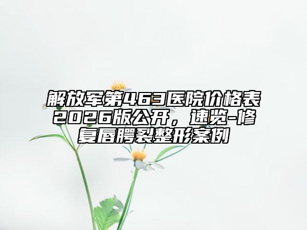 解放军第463医院价格表2026版公开，速览-修复唇腭裂整形案例