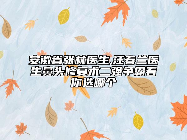 安徽省张林医生,汪春兰医生鼻头修复术二强争霸看你选哪个