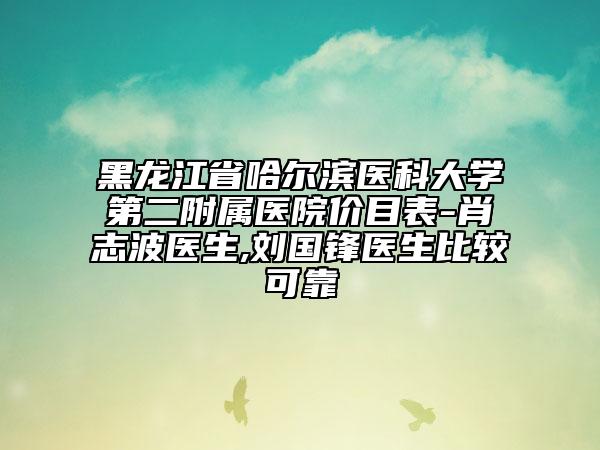 黑龙江省哈尔滨医科大学第二附属医院价目表-肖志波医生,刘国锋医生比较可靠