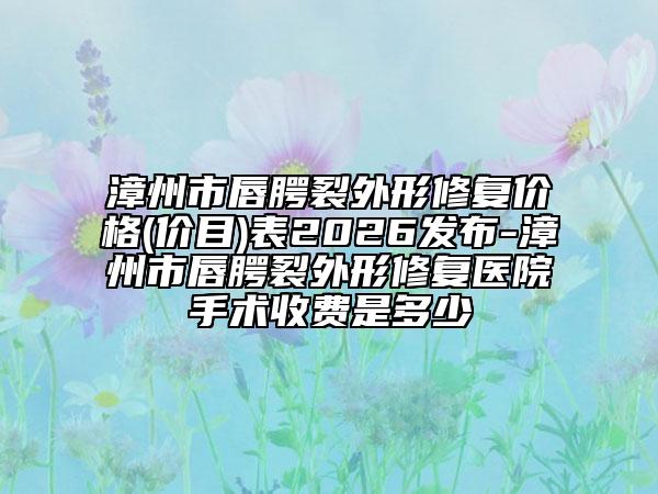 漳州市唇腭裂外形修复价格(价目)表2026发布-漳州市唇腭裂外形修复医院手术收费是多少