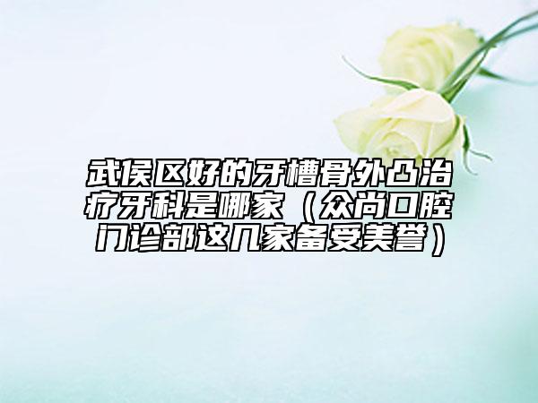 武侯区好的牙槽骨外凸治疗牙科是哪家（众尚口腔门诊部这几家备受美誉）