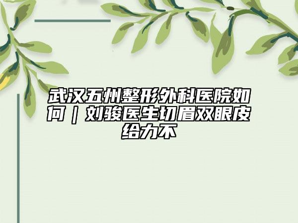 武汉五州整形外科医院如何｜刘骏医生切眉双眼皮给力不