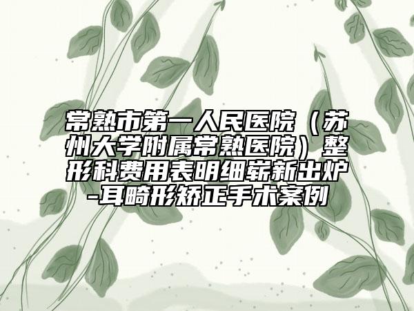 常熟市第一人民医院（苏州大学附属常熟医院）整形科费用表明细崭新出炉-耳畸形矫正手术案例