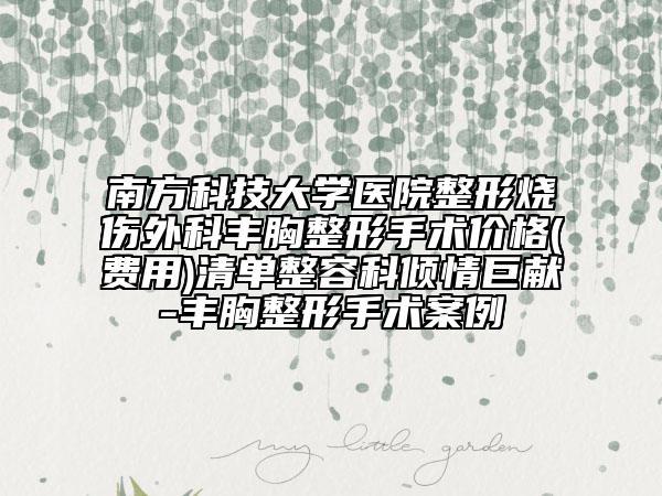 南方科技大学医院整形烧伤外科丰胸整形手术价格(费用)清单整容科倾情巨献-丰胸整形手术案例