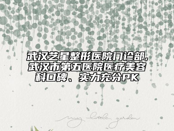 武汉艺星整形医院门诊部,武汉市第五医院医疗美容科口碑、实力充分PK