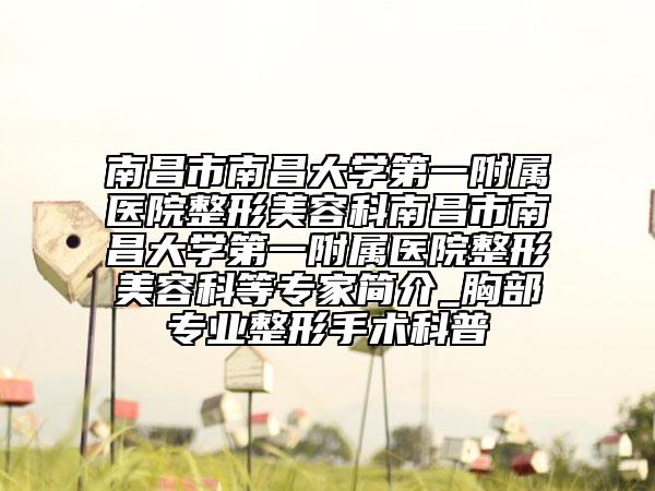 南昌市南昌大学第一附属医院整形美容科南昌市南昌大学第一附属医院整形美容科等专家简介_胸部专业整形手术科普