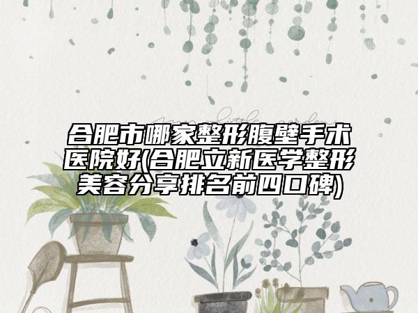 合肥市哪家整形腹壁手术医院好(合肥立新医学整形美容分享排名前四口碑)