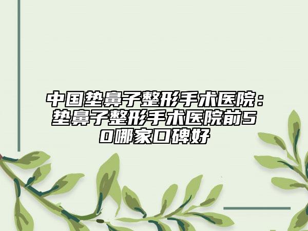 中国垫鼻子整形手术医院：垫鼻子整形手术医院前50哪家口碑好
