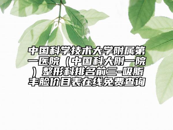 中国科学技术大学附属第一医院（中国科大附一院）整形科排名前三-吸脂丰脸价目表在线免费查询