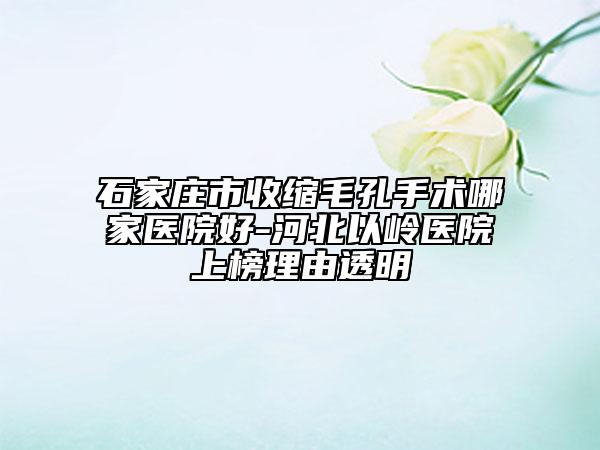 石家庄市收缩毛孔手术哪家医院好-河北以岭医院上榜理由透明