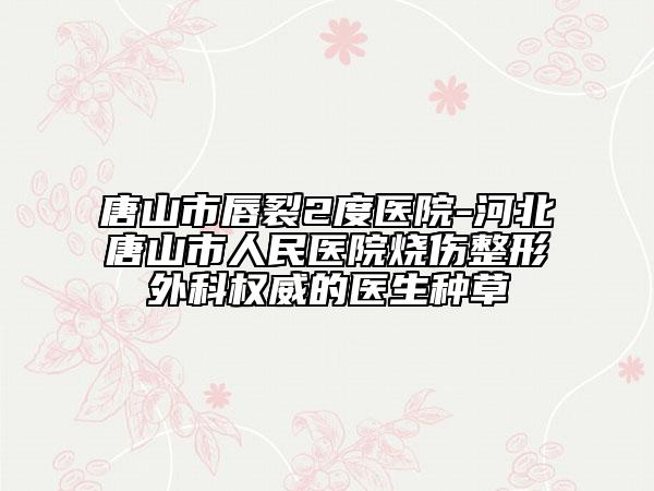 唐山市唇裂2度医院-河北唐山市人民医院烧伤整形外科权威的医生种草