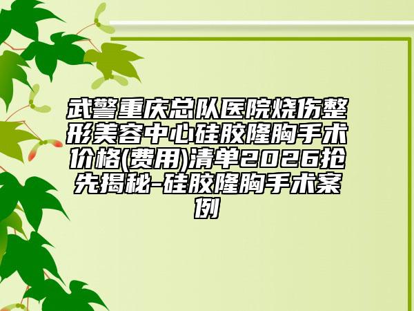 武警重庆总队医院烧伤整形美容中心硅胶隆胸手术价格(费用)清单2026抢先揭秘-硅胶隆胸手术案例