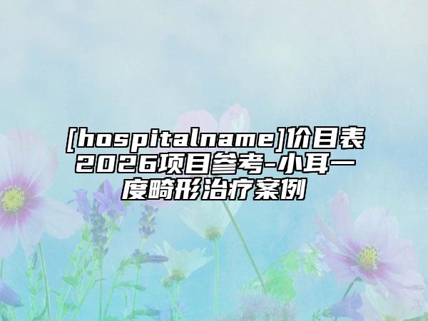 [hospitalname]价目表2026项目参考-小耳一度畸形治疗案例