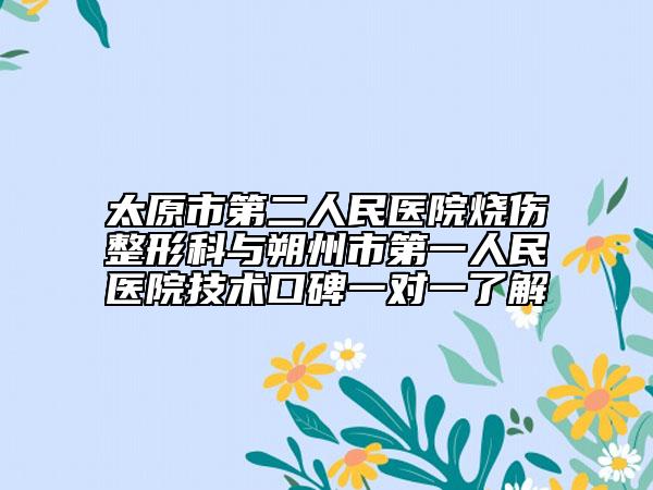 太原市第二人民医院烧伤整形科与朔州市第一人民医院技术口碑一对一了解