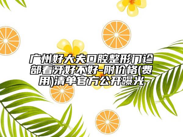 广州好大夫口腔整形门诊部看牙好不好-附价格(费用)清单官方公开曝光
