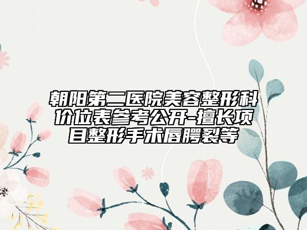 朝阳第二医院美容整形科价位表参考公开-擅长项目整形手术唇腭裂等